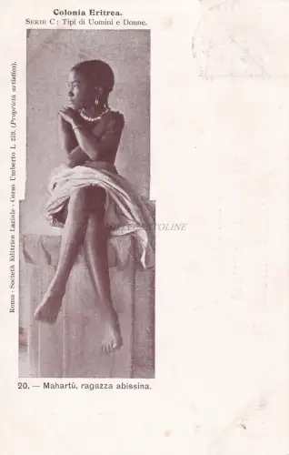 KOLONIE ERITREA - Typen von Männern und Frauen - Mahartu Abessina 1901 Postkarte