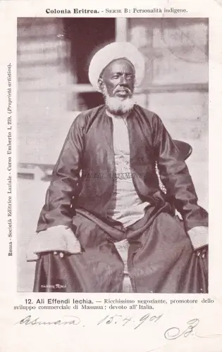 KOLONIE ERITREA - Indigene Persönlichkeit - Alì Effendi Iechia 1901 Postkarte
