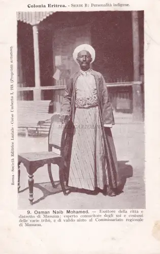 KOLONIE ERITREA - Indigene Persönlichkeit - Osman Naib Mohamed 1901 Postkarte