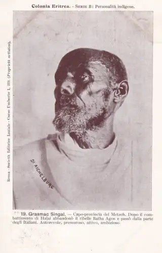 KOLONIE ERITREA - Indigene Persönlichkeit - Grasmac Singal 1901 Postkarte