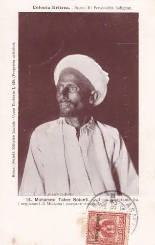 KOLONIE ERITREA - Indigene Persönlichkeit - Mohamed Taher Sciuetì 1901 Postkarte