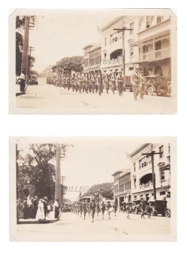 HAWAII - Honolulu, Kamehameha Regiment, Memorial Day 1917 WWI - 2 Fotos