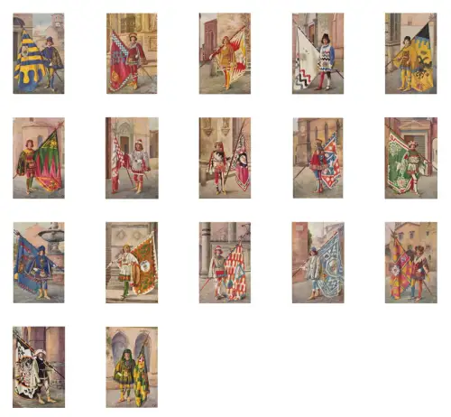 SIENA - I 17 Paggi delle Storiche Contrade, 17 Postkarten Venturini Masignani