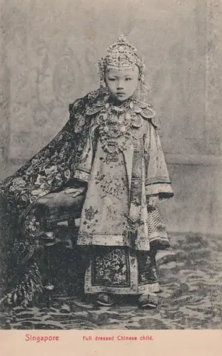 SINGAPUR - Full dressed Chinese Child 1918 Postcard Ed.Hilckes