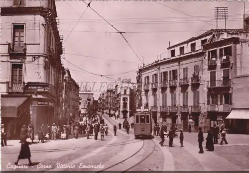 CAGLIARI - Corso Vittorio Emanuele, Straßenbahn, Postkarte 1949