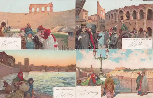 * TAFURI - Serie von 12 Postkarten - Ausstellung Verona mit Annullierung