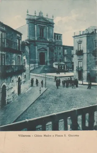 VILLAROSA - Mutterkirche und Piazza S.Giacomo 1929 Postkarte Ed.Ricca