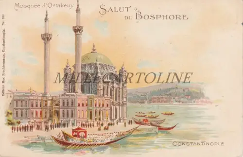 TÜRKEI - Istanbul Konstantinopel, Gruß vom Bosporus, Ortakeuy Moschee