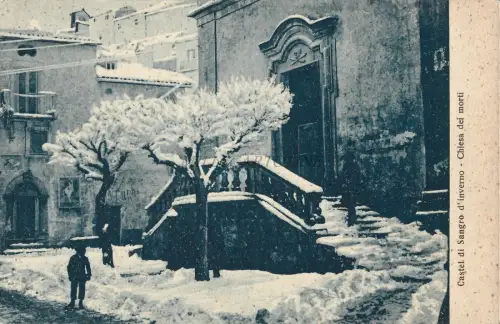 BLUTBURG - Winter, Totenkirche, Schneefall - Postkarte Christopharo