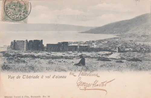 PALÄSTINA - Tiberias, Vogelansicht, Postkarte 1904