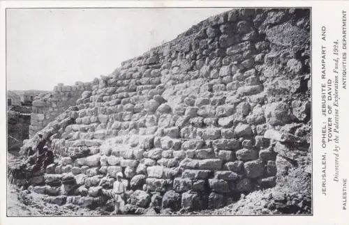 PALÄSTINA - Jerusalem, Ophel: Jebusitenmauer und Davidsturm, Postkarte