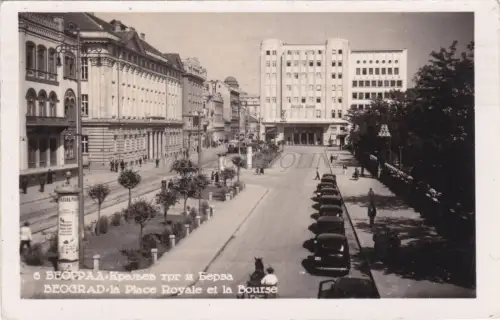 SERBIEN - Beograd Belgrad, La Place Royale et la Bourse, Foto Postkarte 1940