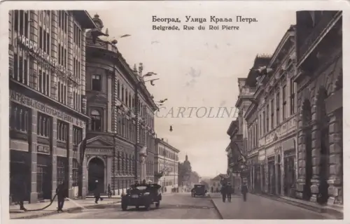 SERBIEN - Beograd Belgrad, Rue du Roi Pierre, Foto Postkarte 1927