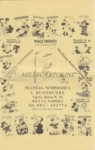 WALT DISNEY BRIEFMARKEN - Italienische Preisliste 1989 Francobolli