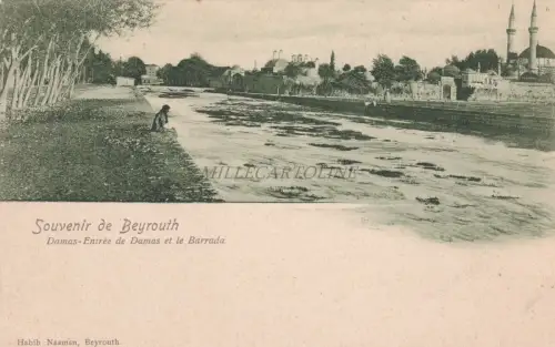 SYRIEN - Damaskus Damaskus - Entrée et le Barrada 1900 Souvenir de Beirut Postkarte