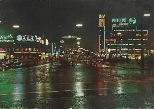 DÄNEMARK - Kopenhagen København, Tower-Hall Square at Night 1967 Postkarte
