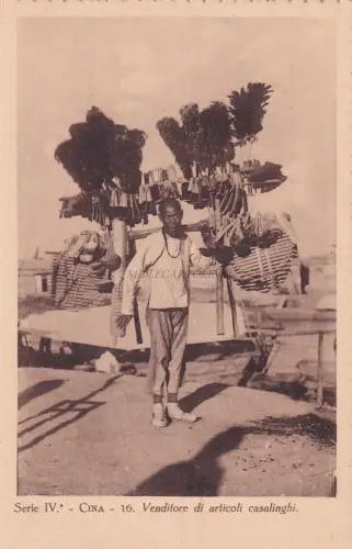 CHINA - Hausverkäufer (Household goods seller) 1920 Missions Postcard