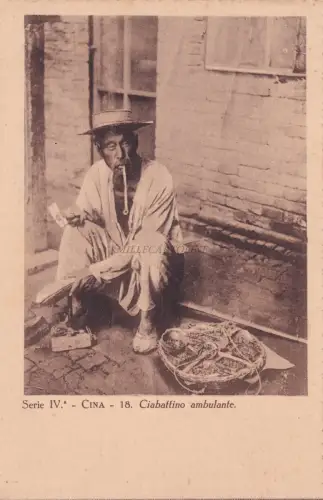 CHINA - Ciabattino ambulante (Itinerant cobbler) 1920 Missions Postcard
