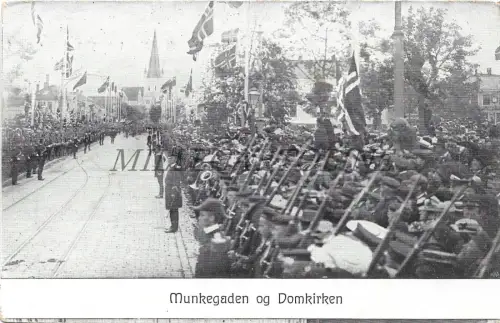 NORWEGEN - Oslo, Munkegaden og Domkirken 1906 Postkarte