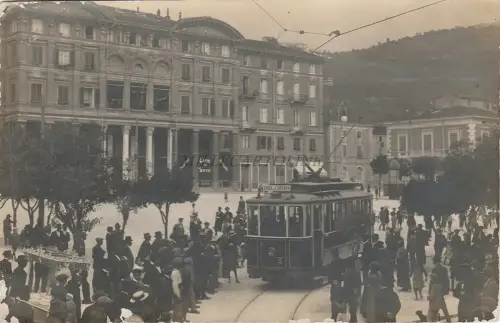 CARRARA - Straßenbahn Nr. 3 nach Marina, Eiswagen Biscotto 1917 Fotokarte