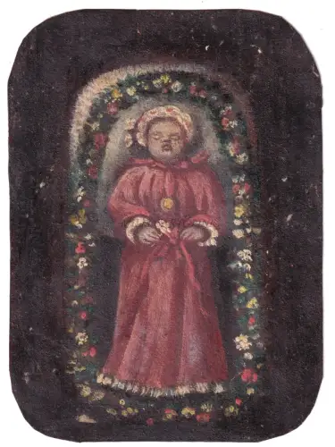 HANDZEICHNUNG - Kinderbeerdigung Erinnerung 26. August 1875 bemalt und farbig