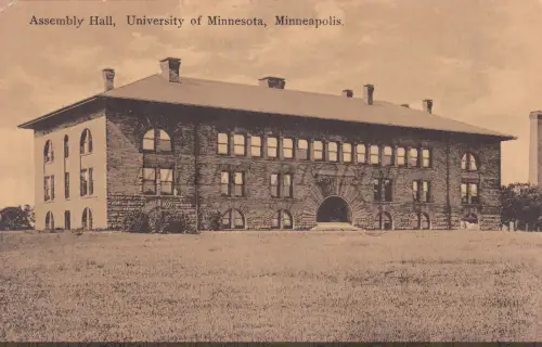 MINNESOTA - Minneapolis, Assembly Hall, University, Postcard