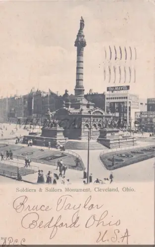 OHIO - Cleveland, Soldiers and Sailors Monument, Postkarte 1906