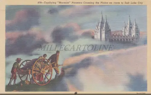 UTAH - Salt Lake City, Mormon Pionners Crossing the Plains, Postkarte