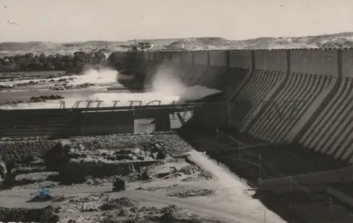 ÄGYPTEN - Assuan Assuan, Dam, Echtfoto Postkarte 1956