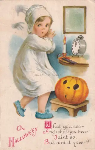 HALLOWEEN - Ellen Clapsaddle - Was Sie sehen und hören! Postkarte 1925
