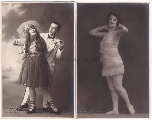 RUMÄNIEN - The Encells Kabarett Theater Paar 2 Fotopostkarten F.Mandy Bucuresti
