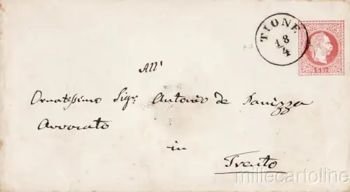 1871 Tione - 5kr Briefumschlag nach Trient