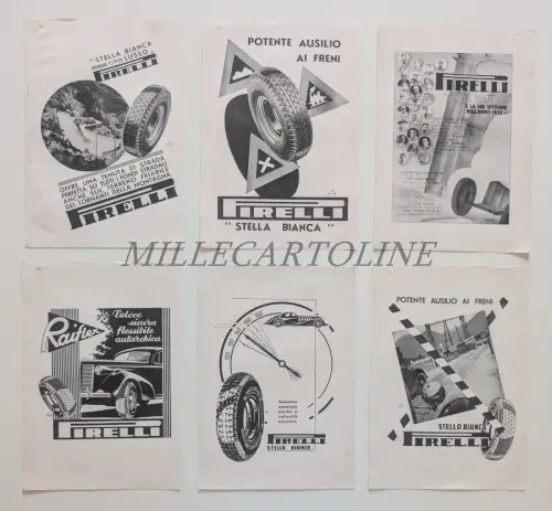 PIRELLI - 10 Anzeigen aus Publikationen 193X, M. Duse