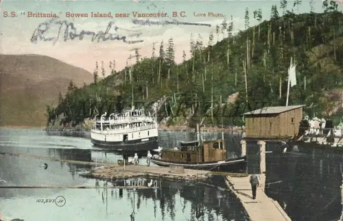 CANADA - S.S. Britannia Bowen Island, near Vancouver, Postkarte 1909