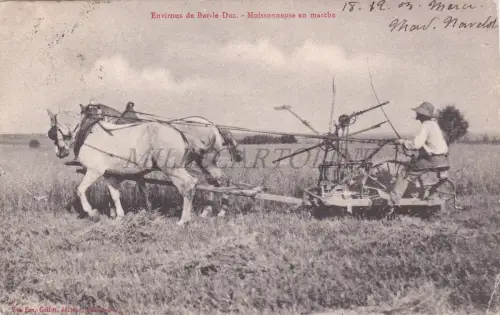 FRANKREICH - Bar-le-Duc, Umgebung, Mähdrescher im Marsch, Postkarte 1903