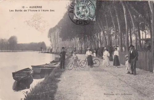 FRANKREICH - Auxerre, Les Bords de l'Yonne à l'Abre Sec, Postkarte 1906