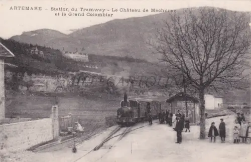 FRANKREICH Bahnhof Artemare Straßenbahn Chateau Machurez Grand Colombier Postkarte Zug