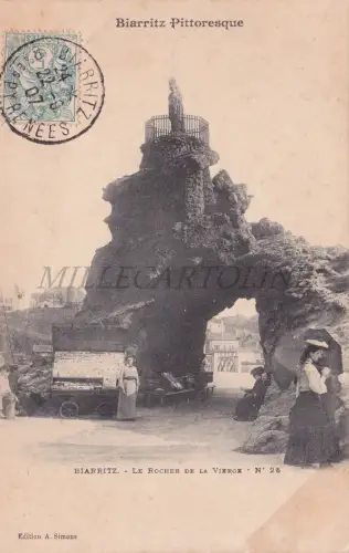 FRANKREICH - Biarritz, Le Rocher de la Vierge, Postkarte 1907