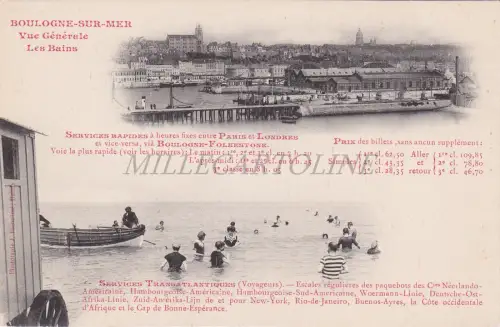 FRANKREICH - Boulogne sur Mer, Vue Générale, Les Bains, Postkarte