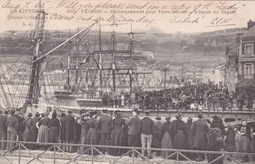 FRANKREICH - Fécamp, Einschiffung nach Neufundland, Postkarte