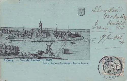 FRANKREICH - Lannoy, Vue de Lannoy en 1649, Postkarte 1904