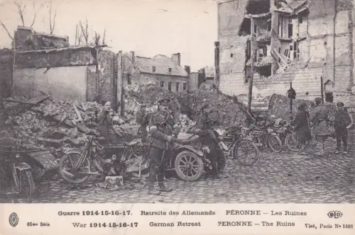 FRANKREICH - Péronne, Les Ruines, Rückzug der Allemands, Postkarte WWI