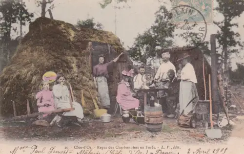 FRANKREICH - Malain, Cote d'Or, Repas des Charbonniers en Foret, Postkarte 1905