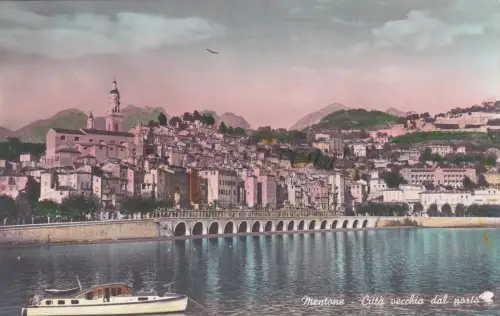 FRANKREICH - Menton, Menton, Altstadt vom Hafen, Postkarte