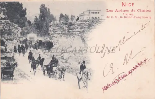 FRANKREICH - Nizza, Les Arenes de Cimiez, Ankunft Königin von England, Postkarte