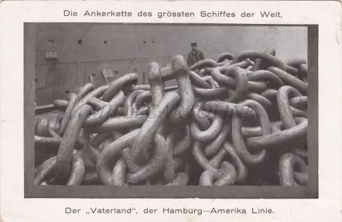 HAMBURG-AMERIKA LINIE - Vaterland, Ankerkette, Dänemark Postkarte