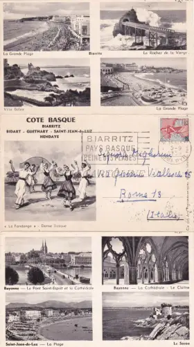FRANKREICH - Biarritz, Cote Basque, Faltpostkarte 1959