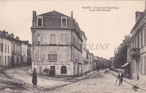 FRANKREICH - Blaye, Cours de la Republique et Rue Saint-Romain, Postkarte