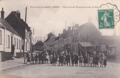 FRANKREICH - Saint Omer, Ansicht von Wizernes mit dem Rathaus, Postkarte 1909