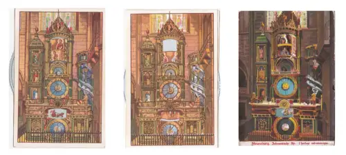 FRANKREICH - Strassbourg, Horloge Astronomique, 3 Moving Postcards